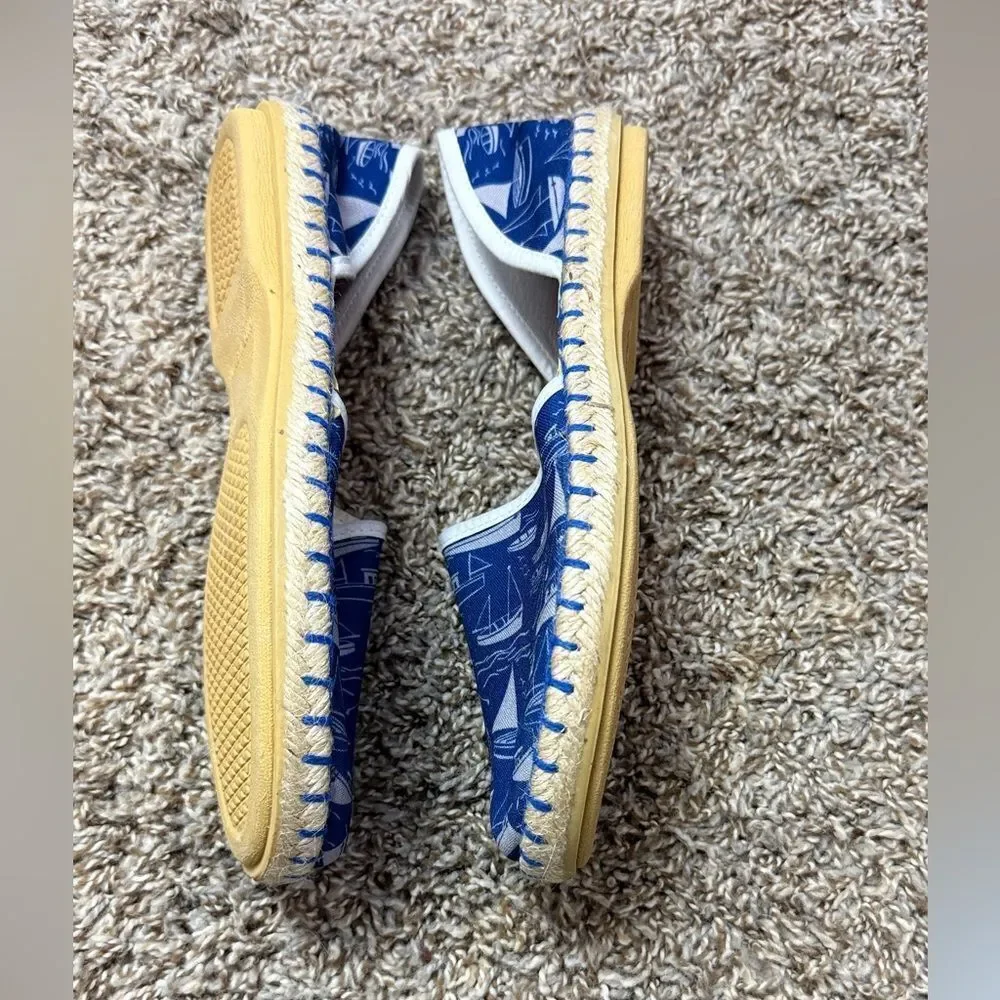Eric Michael Blue Sailboat Nautical Slide on Sneakers